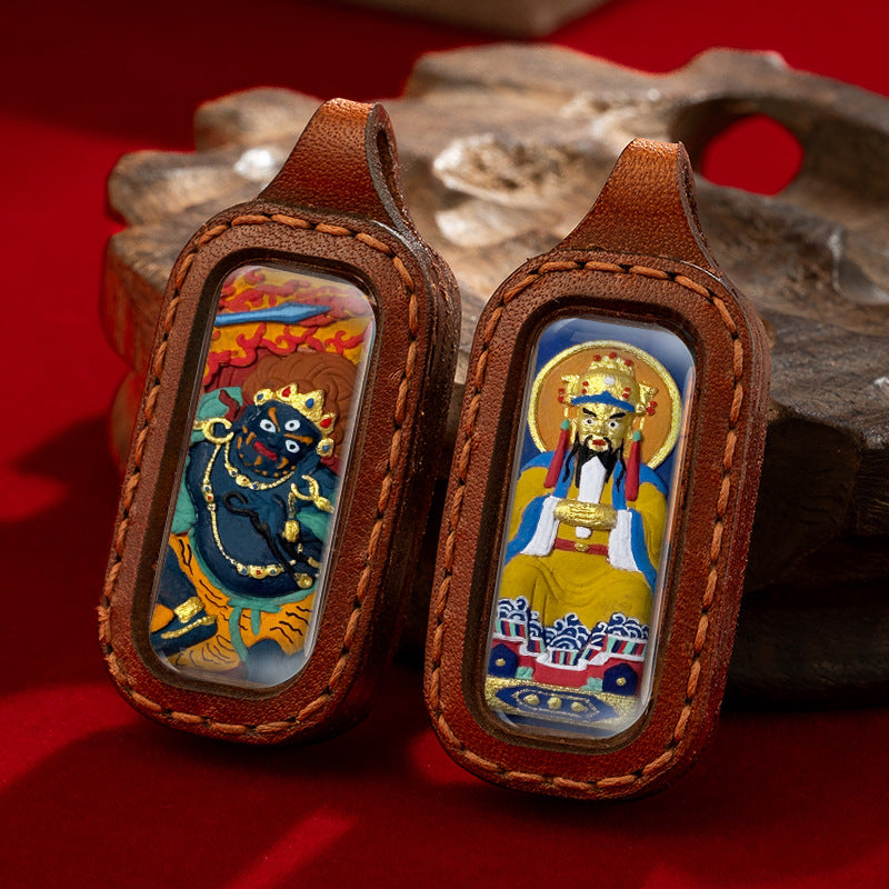 Thangka hand-painted by professional Tibetan masters on both sides of the shell
