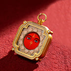 Brass and Black Jade Carved Thangka Pendant