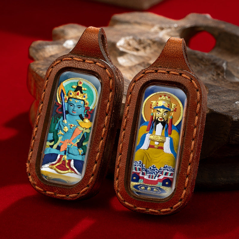 Thangka hand-painted by professional Tibetan masters on both sides of the shell