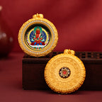 Brass Blue Feather Circular Painted Tsha Tsha Pendant