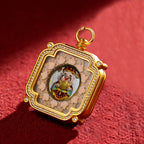 Brass and Black Jade Carved Thangka Pendant